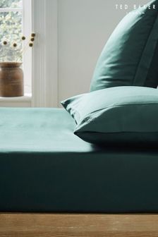Ted Baker Green Silky Smooth Plain Dye 250 Thread Count Cotton Fitted Sheet