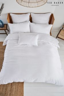 Ted Baker White Silky Smooth Plain Dye 250 Thread Count Cotton Duvet Cover (A97781) | £65 - £105