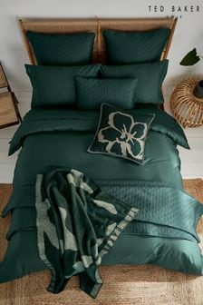 Ted Baker Forest Green Silky Smooth Plain Dye 250 Thread Count BCI Cotton Duvet Cover