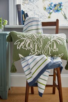 Joules Green Springtime Bluebells Cotton Cushion