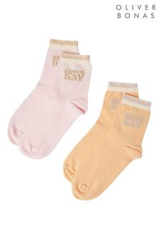 Oliver Bonas Pink Saturday Sunday Socks Pack of Two