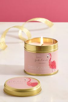 Pink Happy Birthday Flamingo Tin Candle