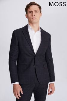 Moss Slim Fit Navy Blue/Pink Check Suit