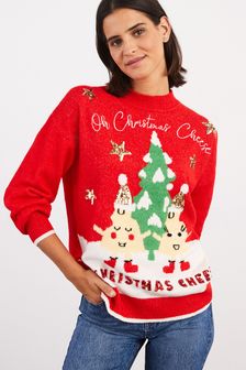Red Oh Christmas Cheese Christmas Jumper (A98733) | £35