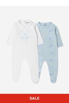 Kenzo Kids Kenzo Baby Boys Blue Organic Cotton Sleepsuits 2 Pack Gift Set
