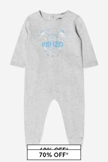 Kenzo Kids Grey Organic Cotton Elephant Sleepsuit