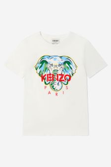 Kenzo Kids Kenzo Boys White Organic Cotton Elephant T-Shirt