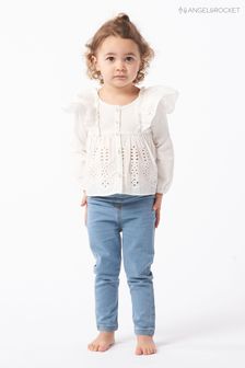 Angel & Rocket White Ivy Jersey Woven Broderie Top