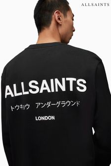 AllSaints Black Underground Crew Jumper