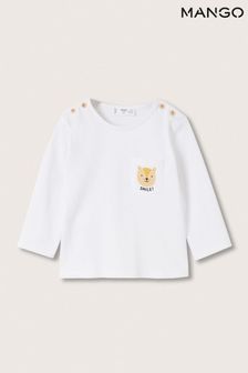 Mango Unisex White Printed Long Sleeve T-Shirt