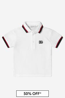 Dolce & Gabbana Kids Baby Boys Cotton Pique Logo Polo Shirt in White
