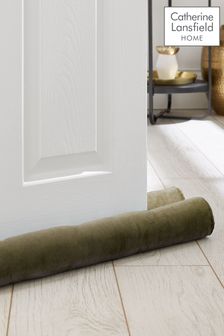 Catherine Lansfield Olive Green Kingsley Matt Velvet Double Sided Draught Excluder