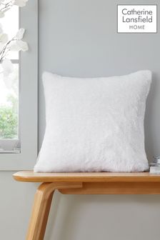 Catherine Lansfield White Soft and Cosy Glamour Faux Fur Cushion