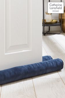 Catherine Lansfield Navy Blue Kingsley Matt Velvet Double Sided Draught Excluder