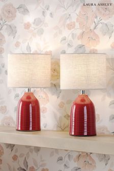 Set of 2 Rosewood Red Penny Table Lamp Set