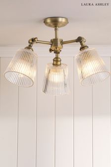 Matt Antique Brass Callaghan 3 Light Semi Flush Ceiling Light