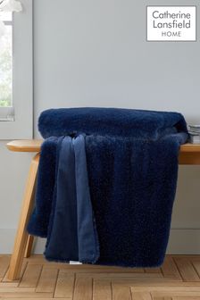 Catherine Lansfield Navy Blue Soft and Cosy Glamour Faux Fur Throw