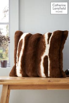 Catherine Lansfield Chocolate Flint Soft and Cosy Faux Fur Cushion