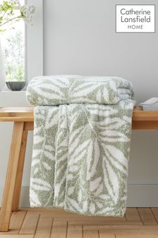 Catherine Lansfield Sage Green Soft and Cosy Sorrel Leaves Throw