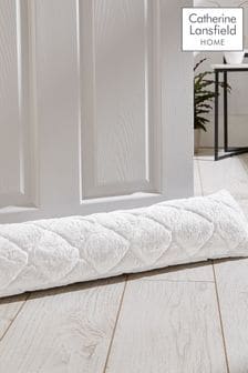 Catherine Lansfield White Cosy Diamond Fleece Draught Excluder