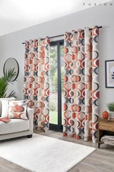 Fusion Spice Sander 100% Cotton Pair of Eyelet Curtains