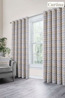 Curtina Natural Arcadia Chenille Pair of Eyelet Curtains