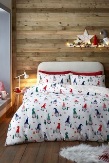 Fusion Red Festive Gonks Plush Duvet Cover Set