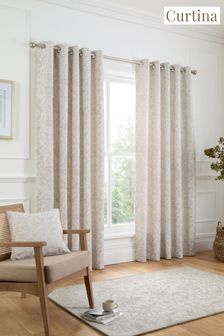 Curtina Natural Marple Thermal Pair of Eyelet Curtains