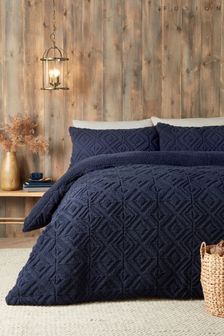 Fusion Navy Romo Fleece and Sherpa Duvet Cover Set