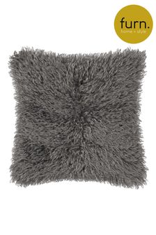 furn. Taupe Rowan Faux-Fur Mongolian Cushion