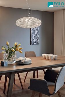 Eglo Chrome Clemente Crystal Inspired Glass  Steel Pendant Ceiling Light