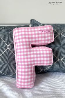 Embroidered Letter Cushion in Pink Gingham by Jonnys Sister