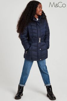 M&Co Blue Belted Padded Coat (AN5148) | £36 - £38