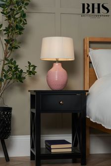 BHS Pink Nena Embossed Ceramic Table Lamp