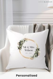 Personalised Wreath Wedding Cushion by Koko Blossom