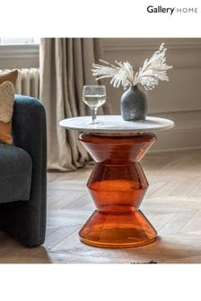 Gallery Home Orange Rabat Glass and Marble Side Table