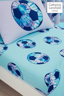 Catherine Lansfield Blue Tie Dye Football Fitted Sheet
