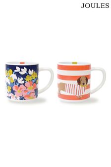 Joules Bright Side 2 Stackable Ceramic Mugs 2 Designs