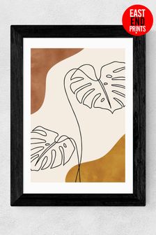 East End Prints Black One Line Monstera Framed Art Print