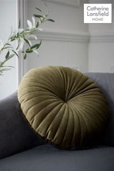 Catherine Lansfield Olive Green Round Cushion Soft Touch Cushion