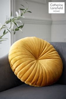 Catherine Lansfield Mustard Round Cushion Soft Touch Cushion