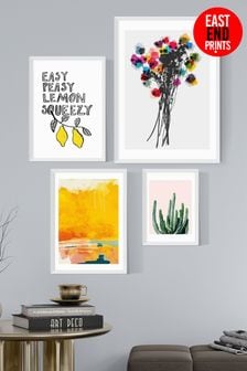 East End Prints White Summer Happiness Wall Set