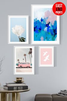 East End Prints White Summer Pastel Wall Set