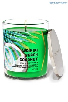 Bath & Body Works Waikiki Beach Coconut Signature Single Wick Candle 8 oz / 227 g