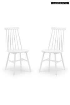 Julian Bowen Set of 2 White Alassio Spindle Back Dining Chairs