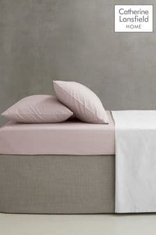 Catherine Lansfield Blush Pink Percale 180 Thread Count Fitted Sheet