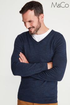 Buy Men's Jumpers M\u0026Co V-Neck Knitwear 