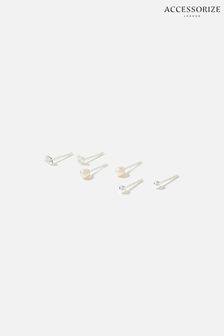 Accessorize Sterling Silver Mixed Stud Set