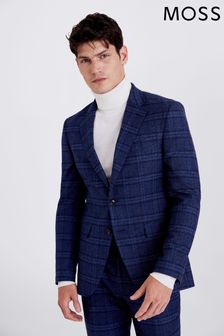 MOSS Slim Fit Blue Check Suit (C01034) | £259
