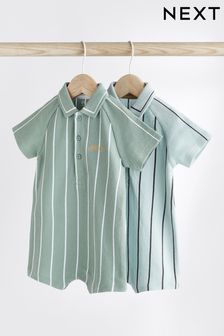 Green Baby Polo Rompers 2 Pack (C01359) | £17 - £19